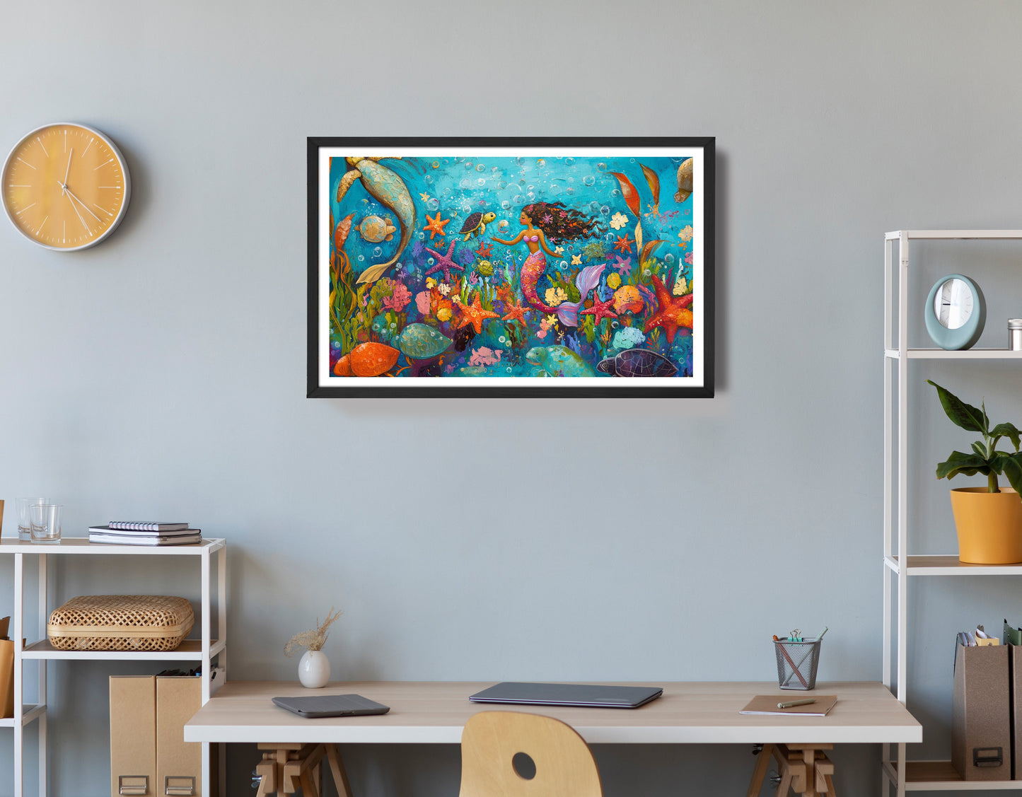 Black Mermaid Underwater Fantasy African American canvas print view 72