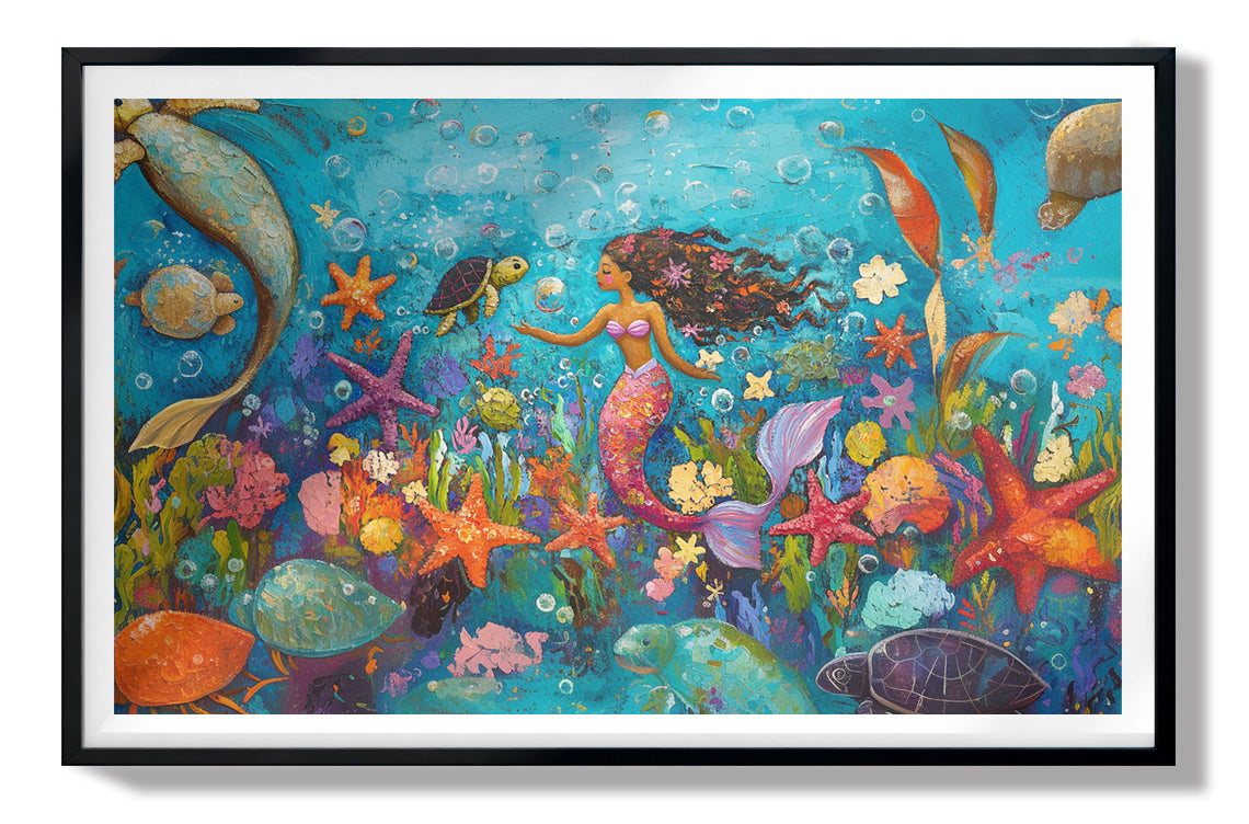 Black Mermaid Underwater Fantasy African American canvas print view 67
