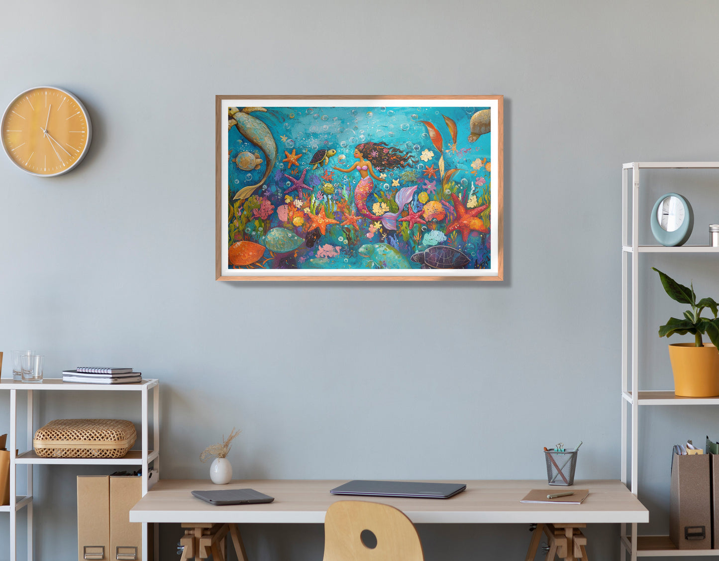 Black Mermaid Underwater Fantasy African American canvas print view 84