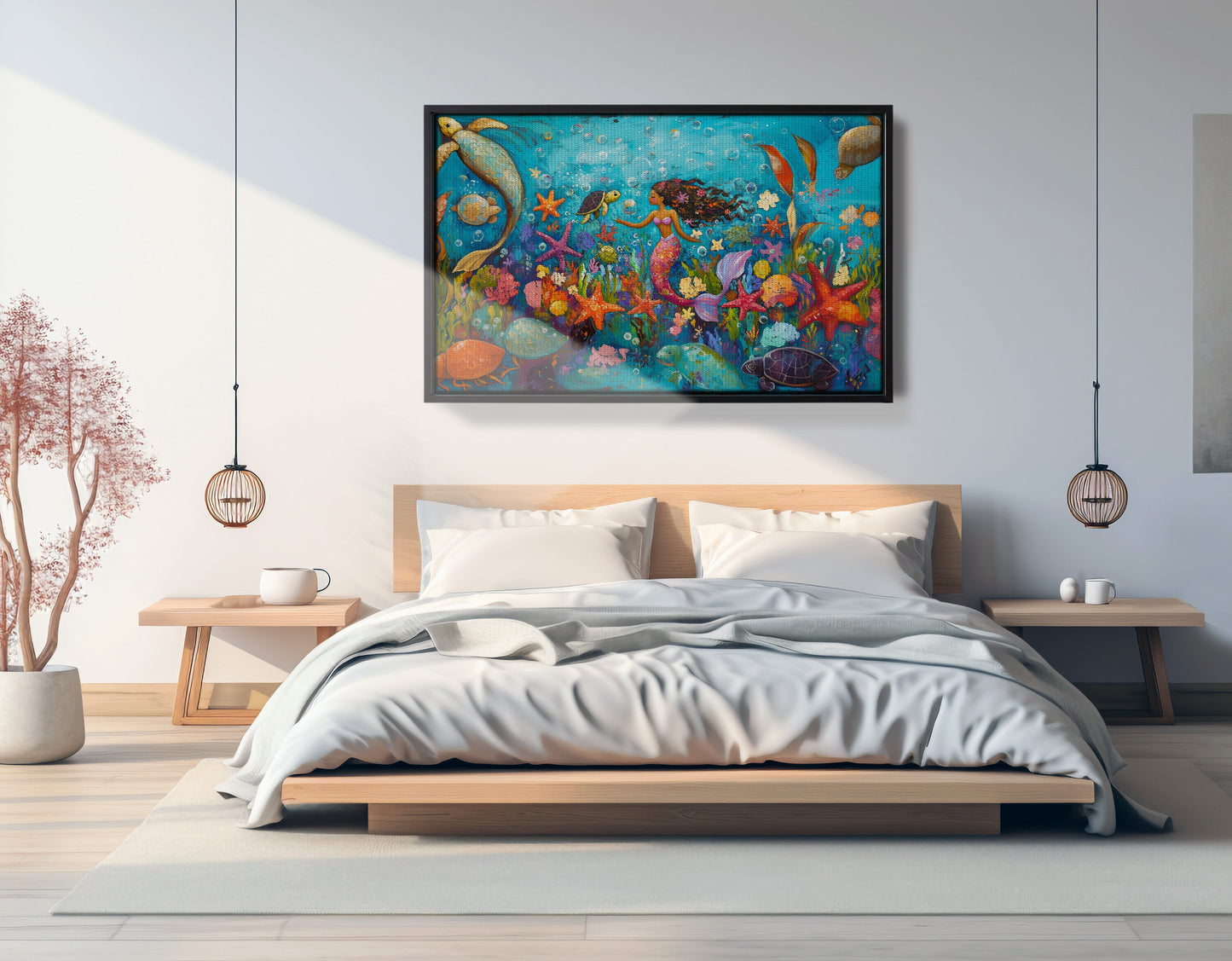 Black Mermaid Underwater Fantasy African American canvas print view 27