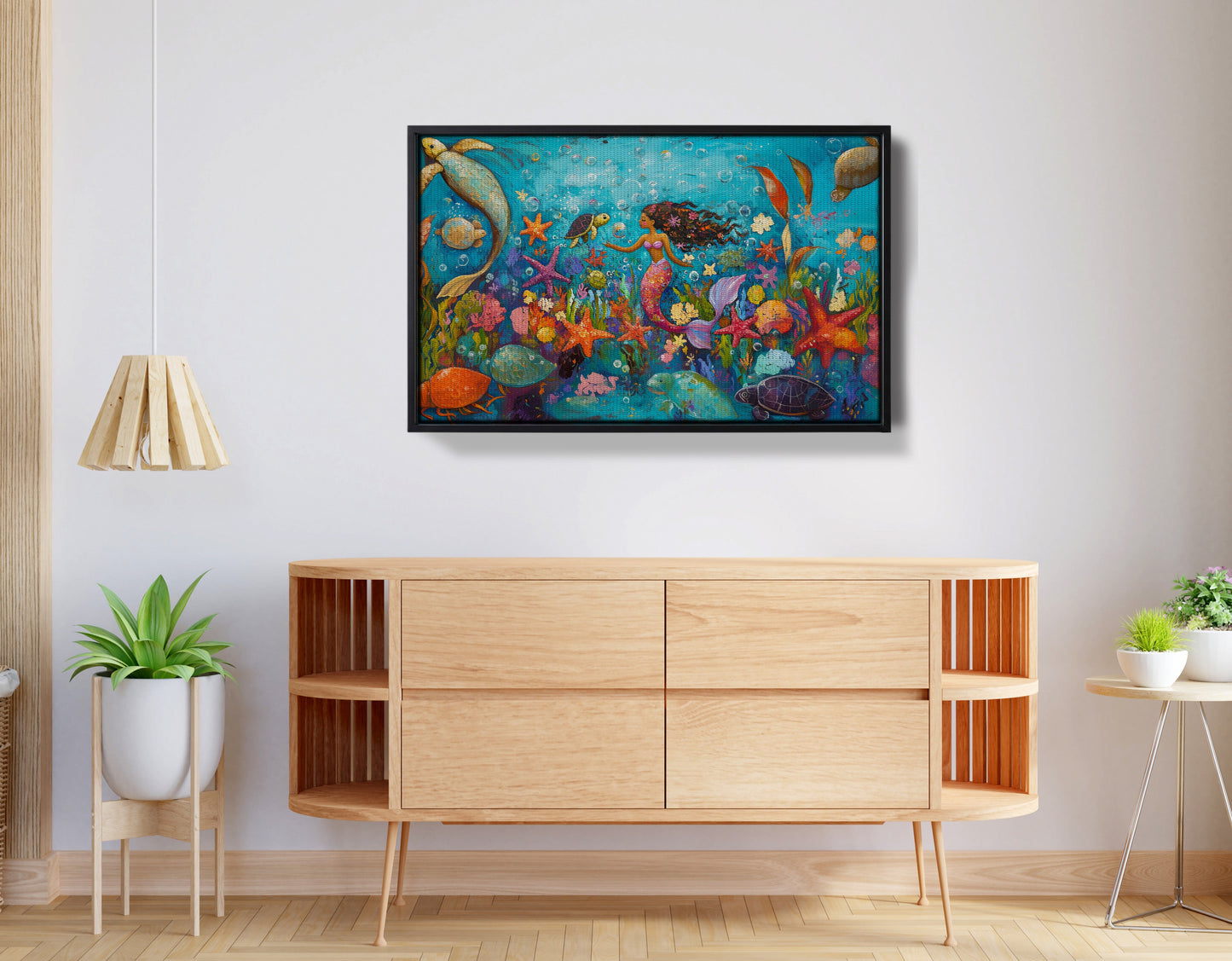 Black Mermaid Underwater Fantasy African American canvas print view 26