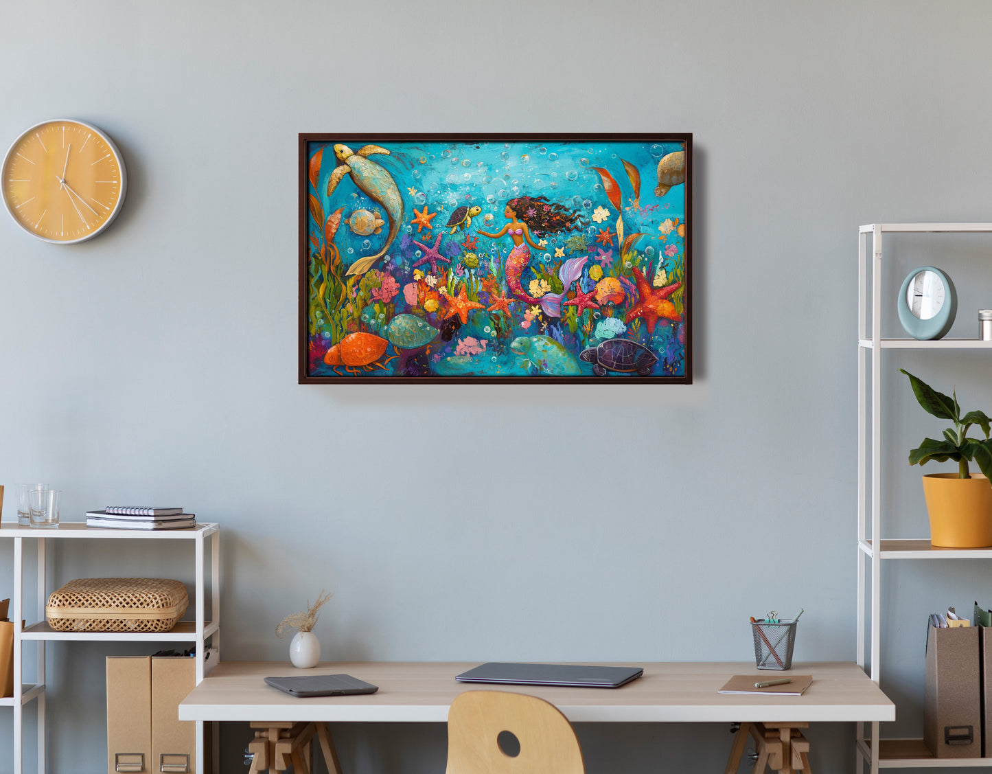 Black Mermaid Underwater Fantasy African American canvas print view 36