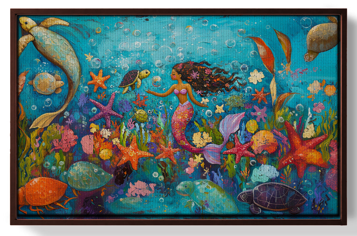 Black Mermaid Underwater Fantasy African American canvas print view 31
