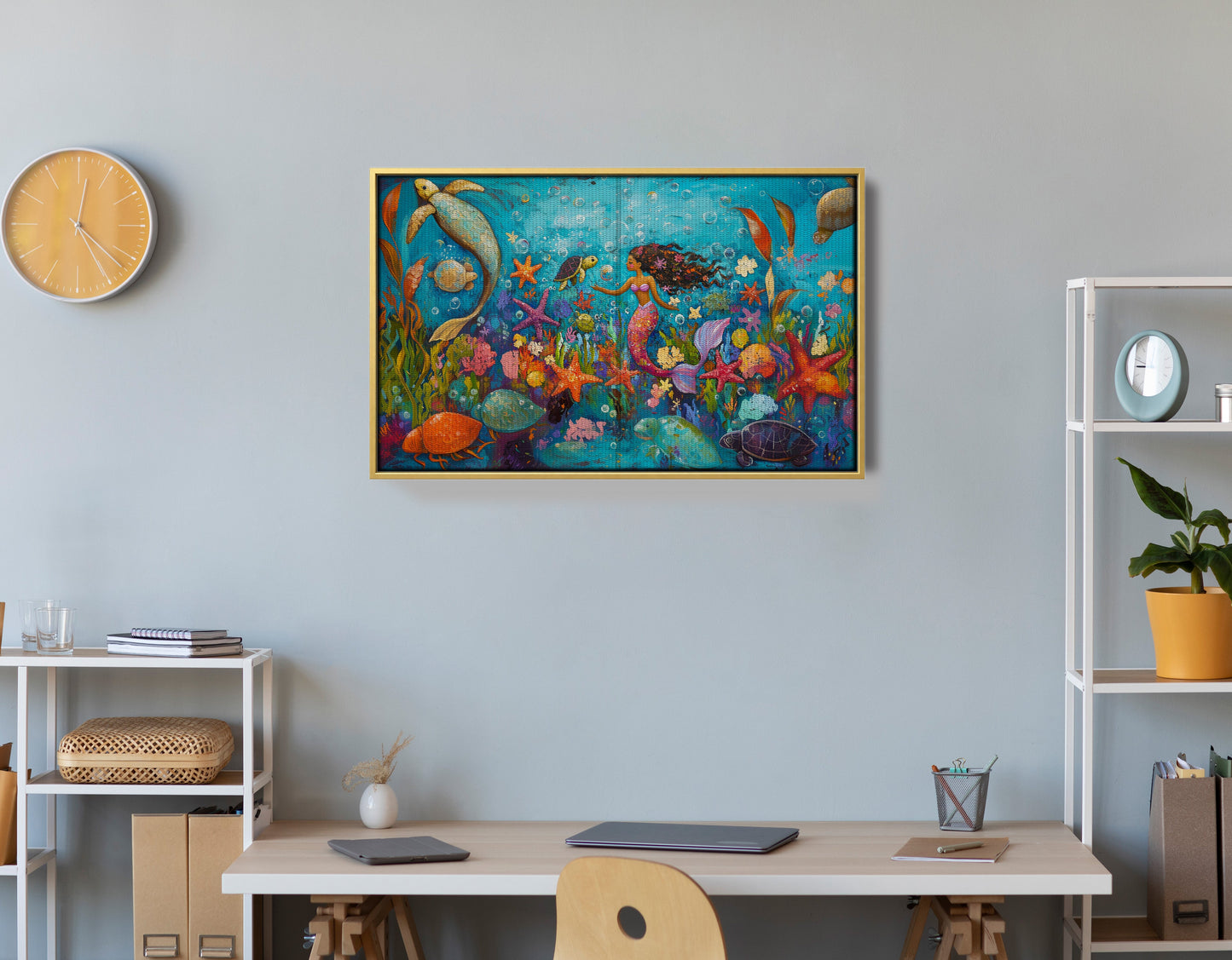 Black Mermaid Underwater Fantasy African American canvas print view 42