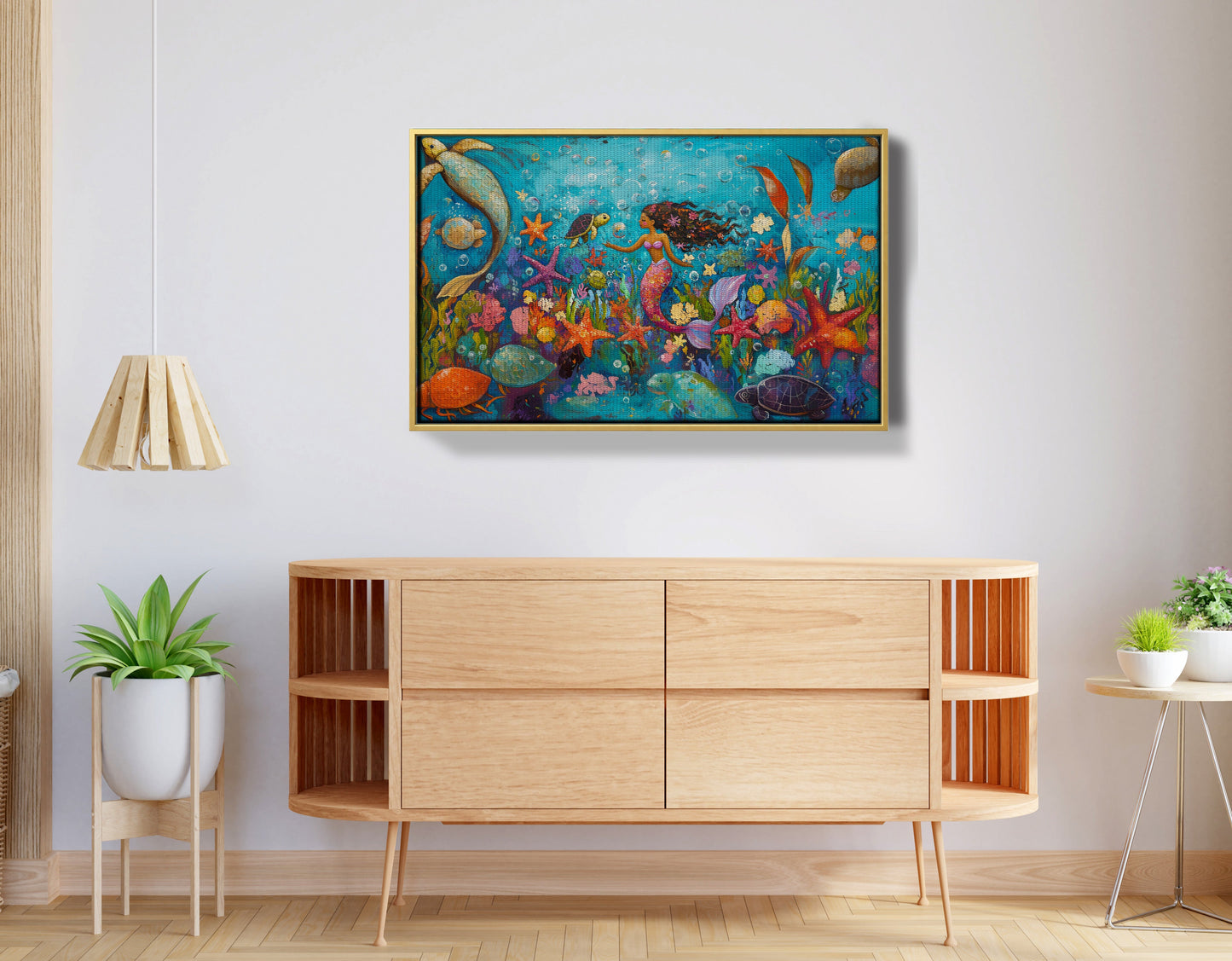 Black Mermaid Underwater Fantasy African American canvas print view 38