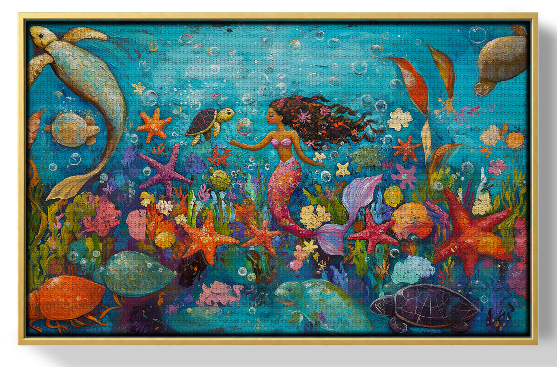 Black Mermaid Underwater Fantasy African American canvas print view 37