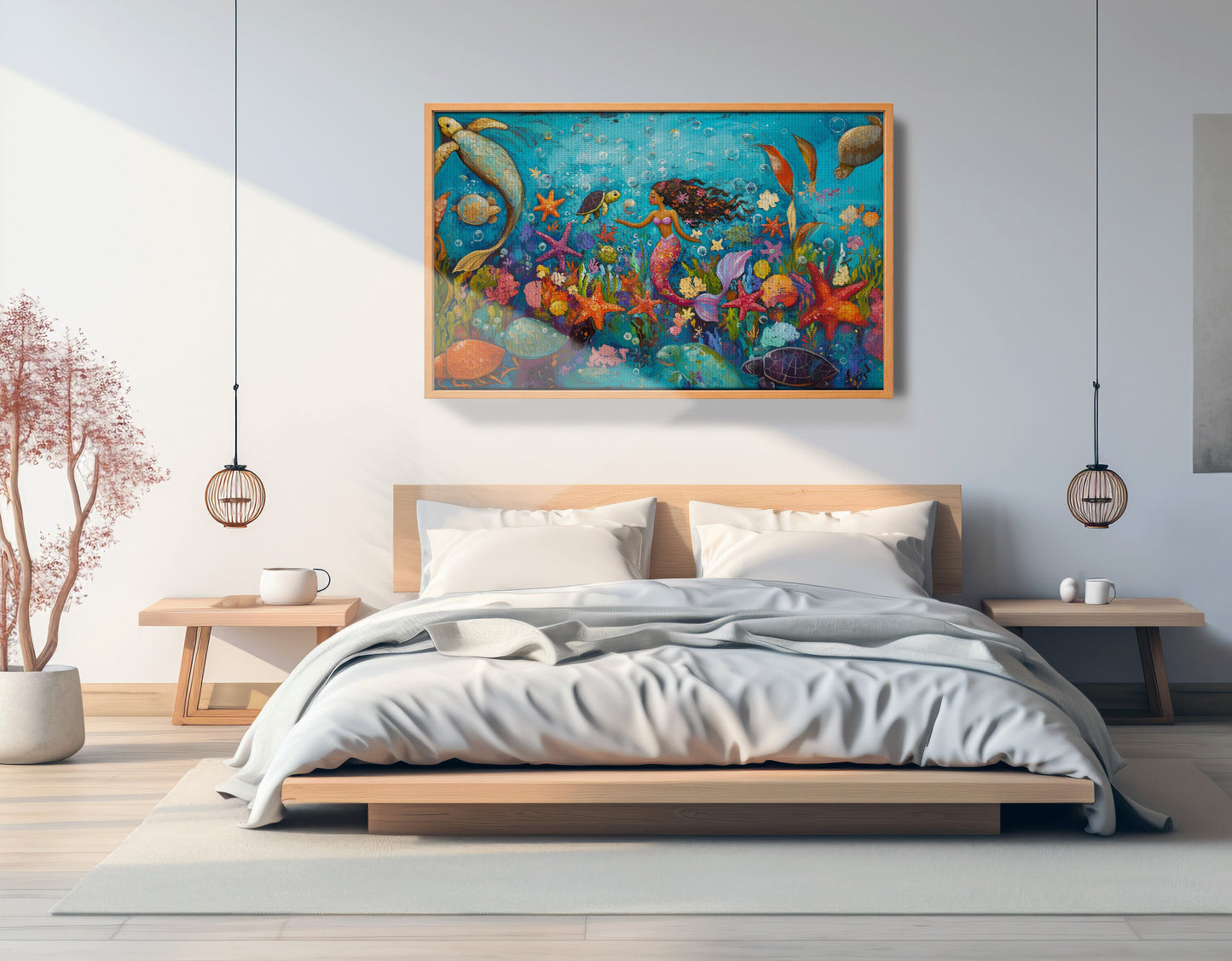 Black Mermaid Underwater Fantasy African American canvas print view 45
