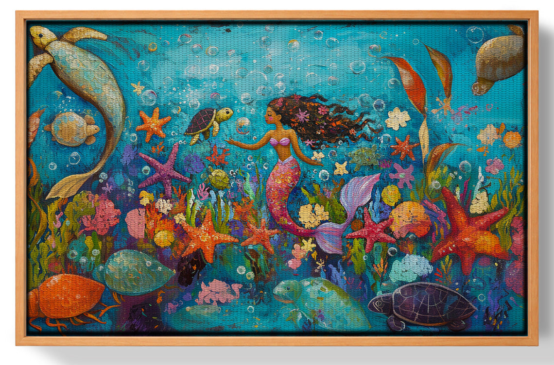 Black Mermaid Underwater Fantasy African American canvas print view 43