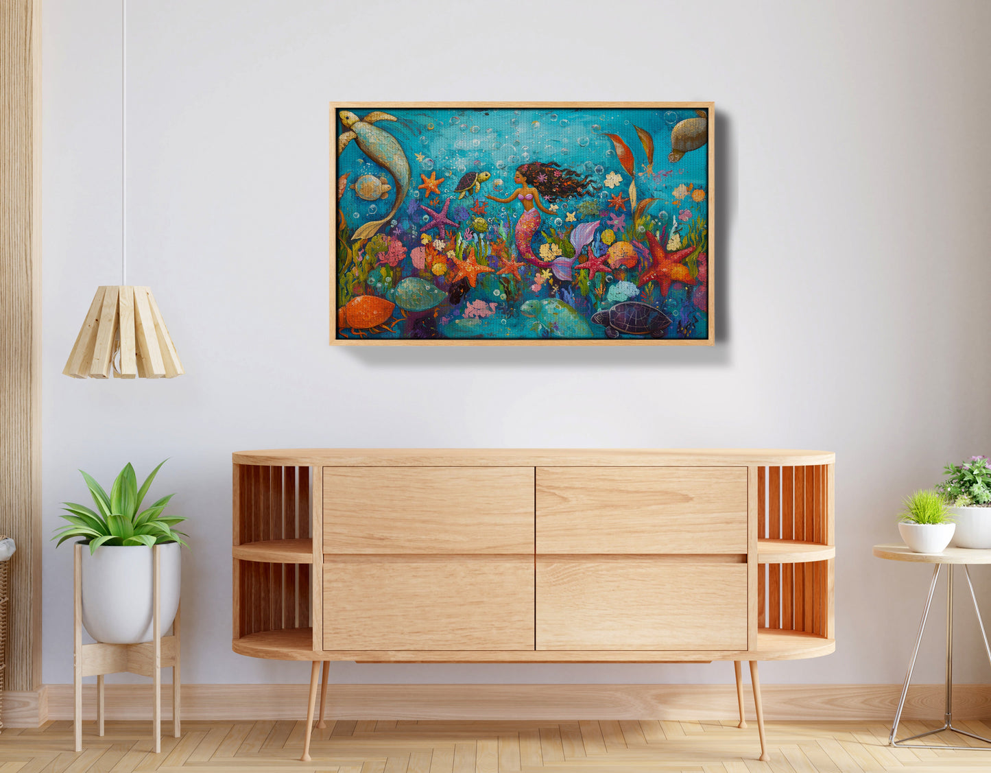 Black Mermaid Underwater Fantasy African American canvas print view 50