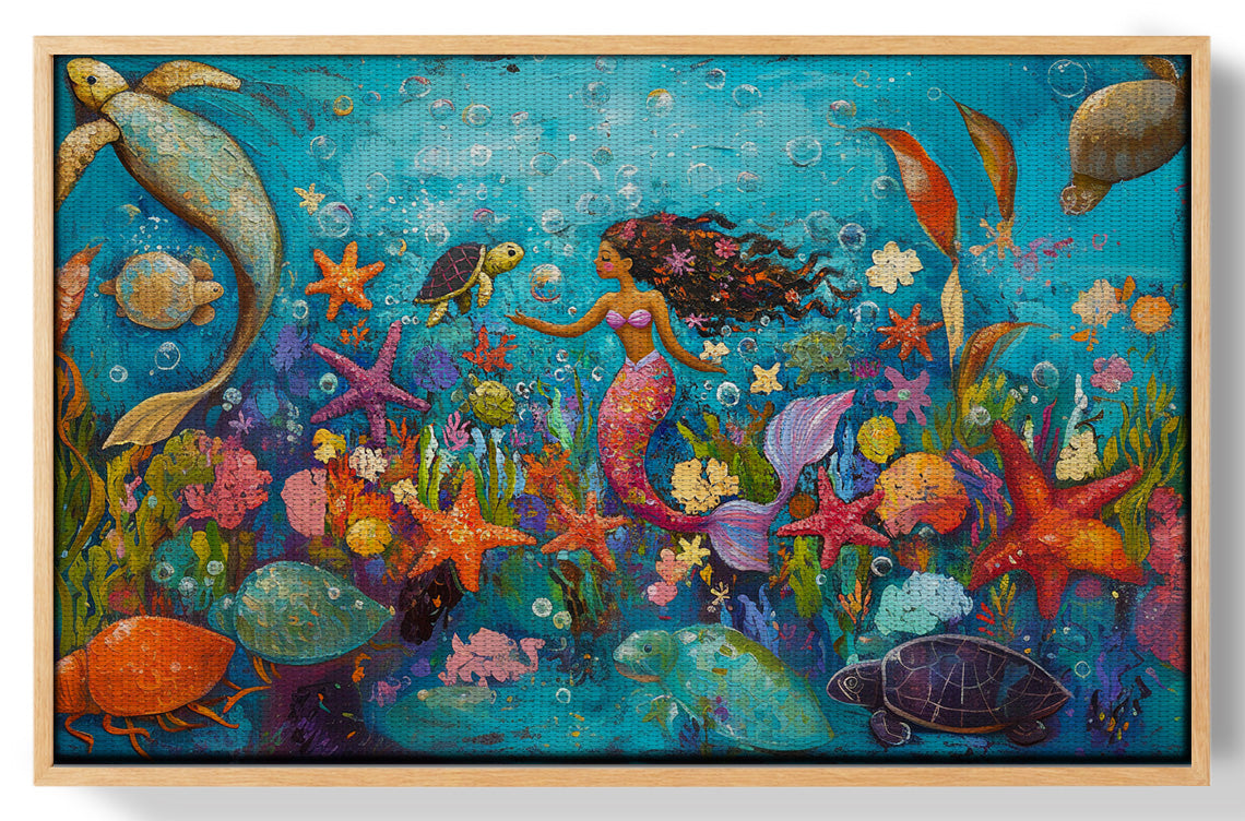 Black Mermaid Underwater Fantasy African American canvas print view 49