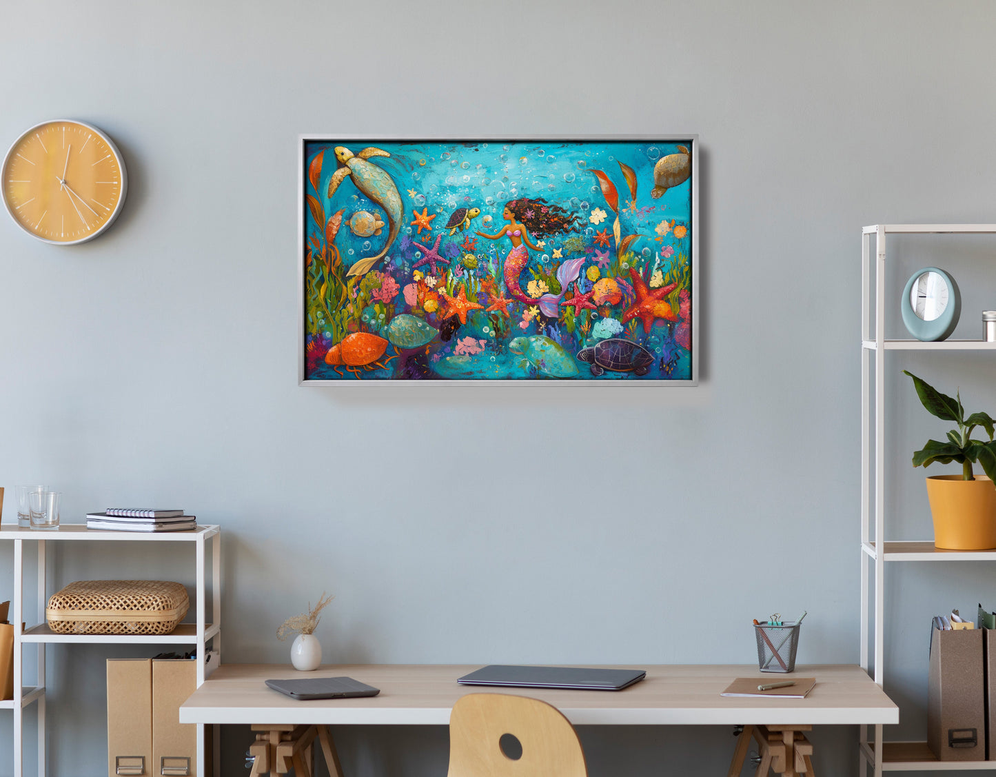 Black Mermaid Underwater Fantasy African American canvas print view 60