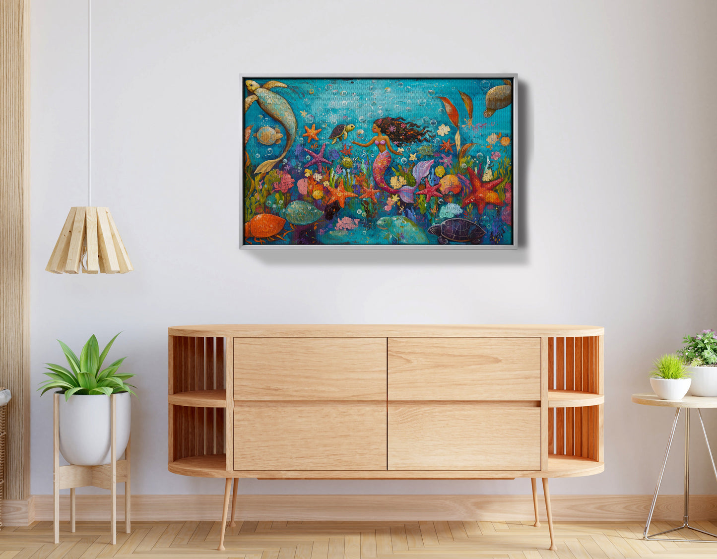 Black Mermaid Underwater Fantasy African American canvas print view 56