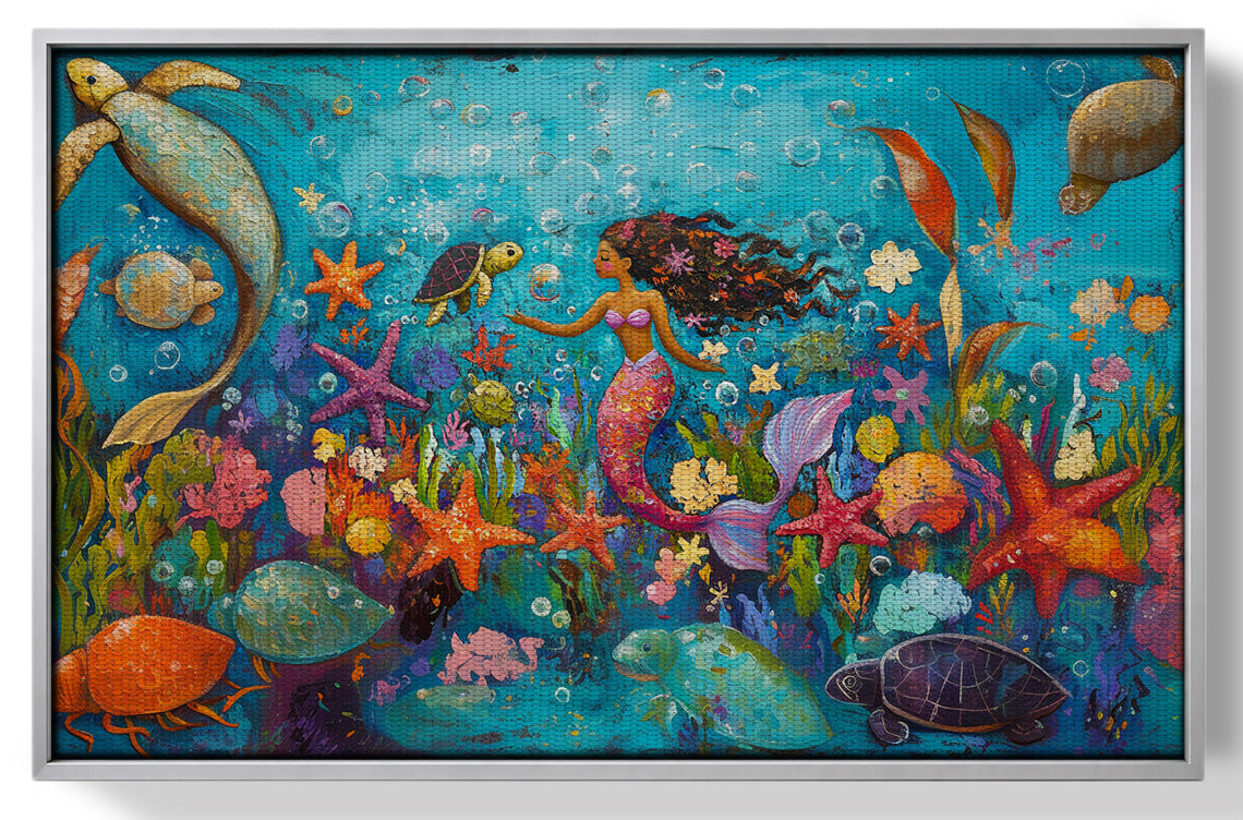 Black Mermaid Underwater Fantasy African American canvas print view 55