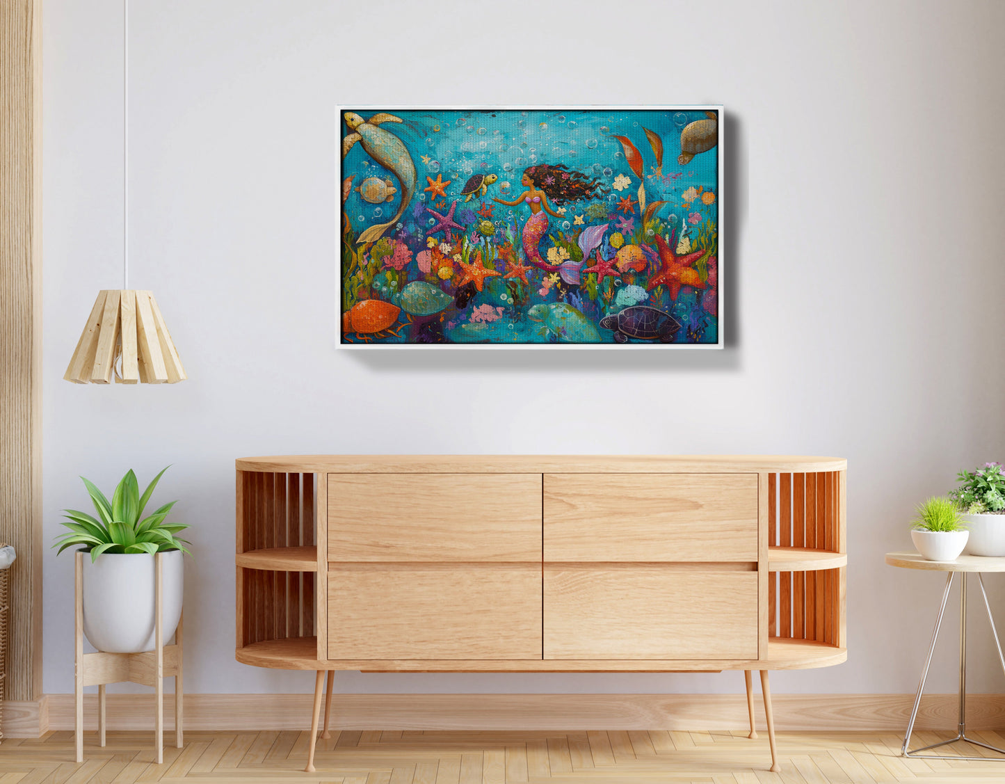 Black Mermaid Underwater Fantasy African American canvas print view 62