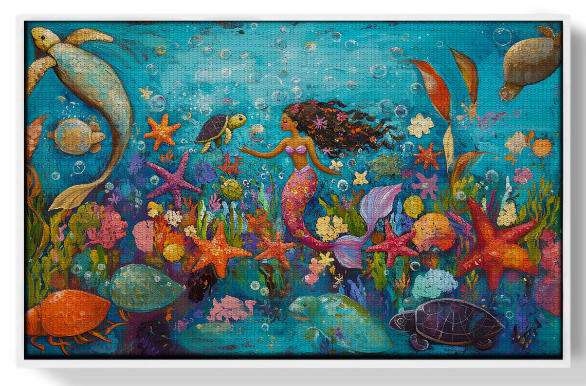 Black Mermaid Underwater Fantasy African American canvas print view 61
