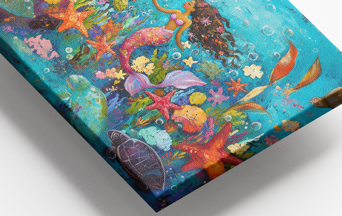 Black Mermaid Underwater Fantasy African American canvas print view 16