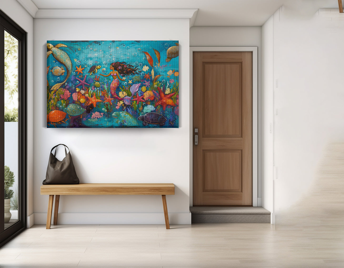 Black Mermaid Underwater Fantasy African American canvas print view 17