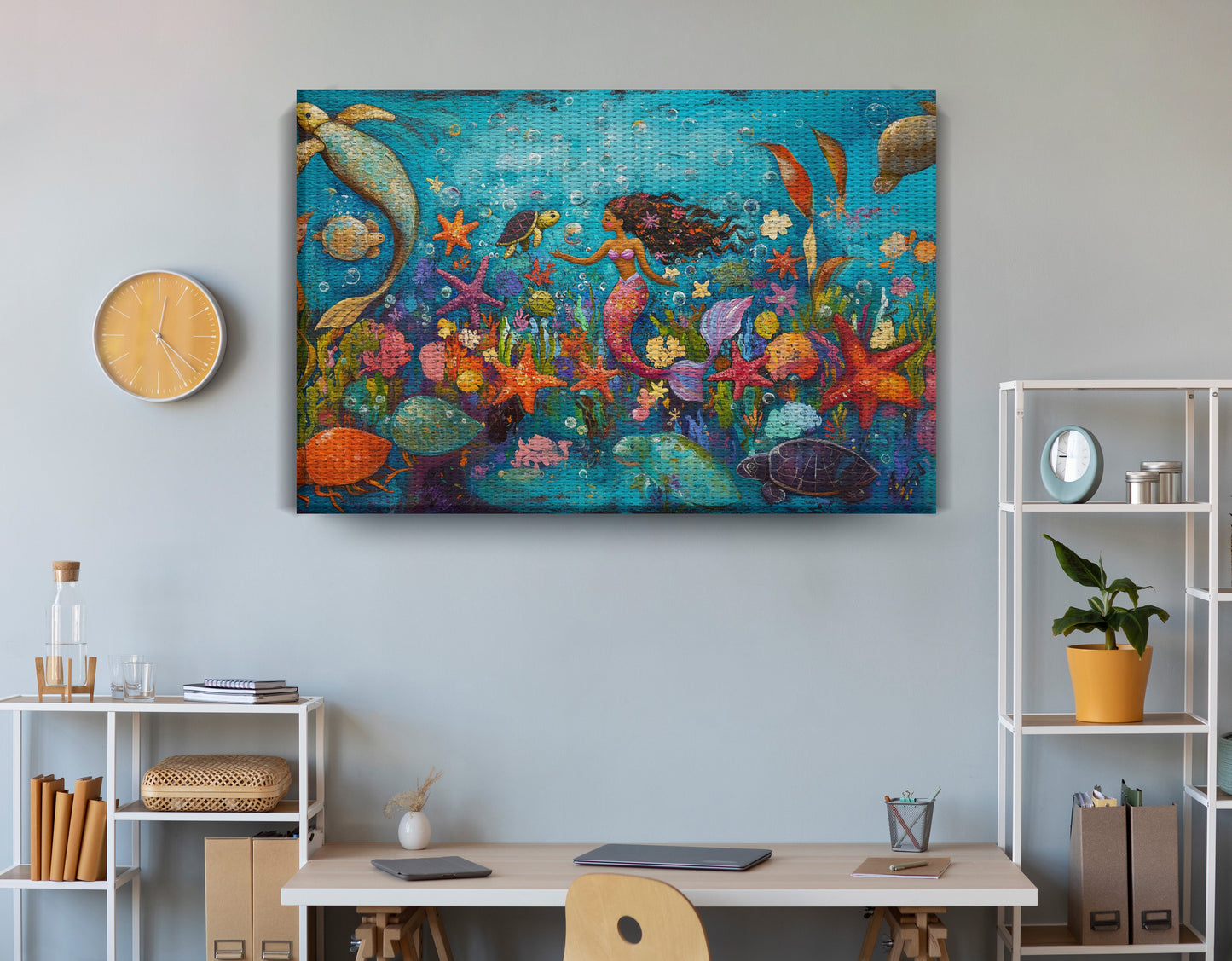 Black Mermaid Underwater Fantasy African American canvas print view 18