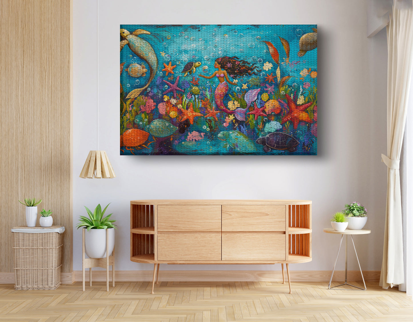 Black Mermaid Underwater Fantasy African American canvas print view 14