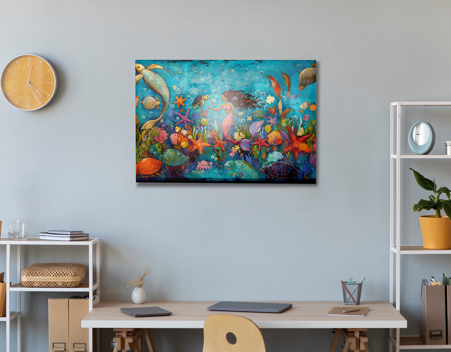 Black Mermaid Underwater Fantasy African American canvas print view 24