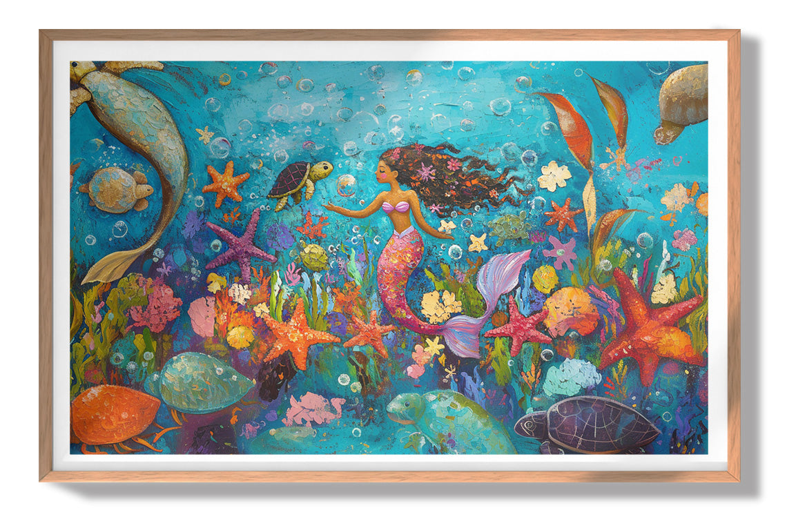 Black Mermaid Underwater Fantasy African American canvas print view 79