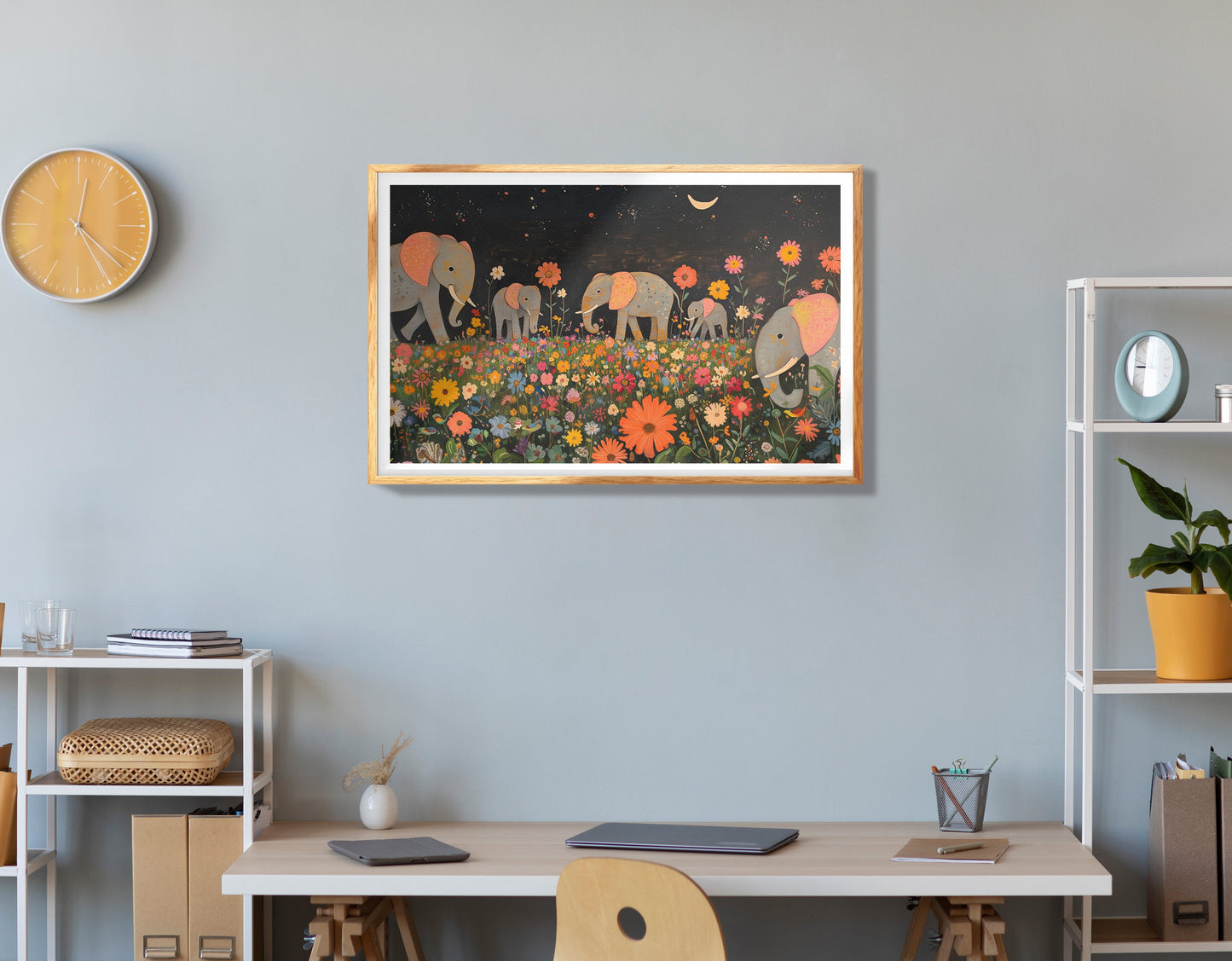 Giraffe Family Sunset African American canvas print view 78