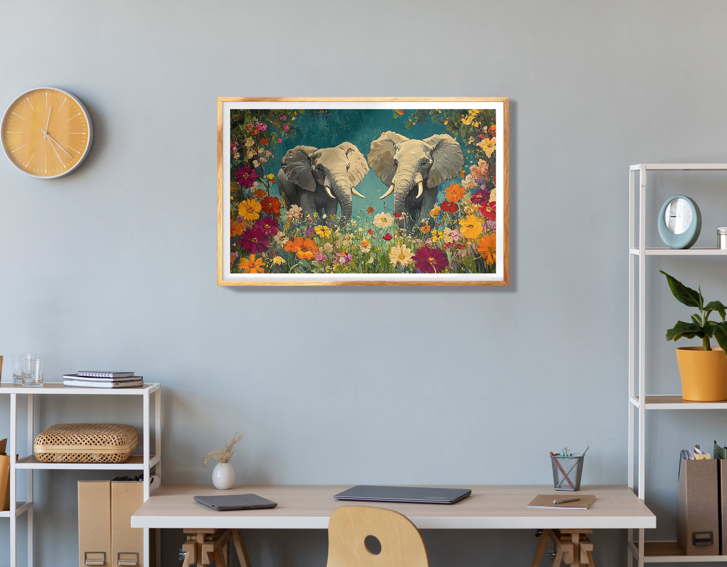 Lion in Blooming Meadow Black African American canvas print view 78