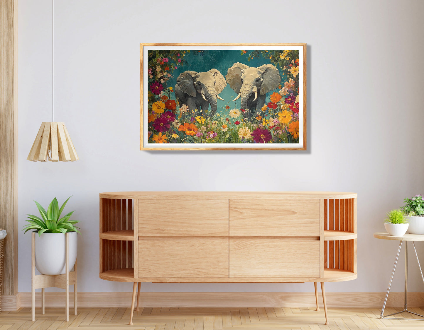 Lion in Blooming Meadow Black African American canvas print view 74