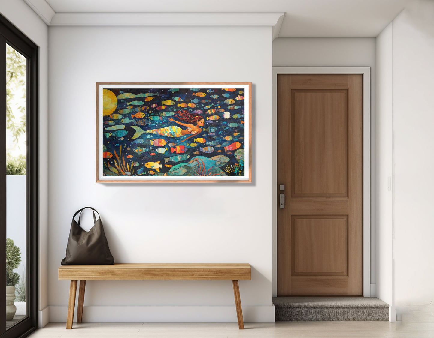 Black Mermaid Swimming with Fish African American canvas print view 83