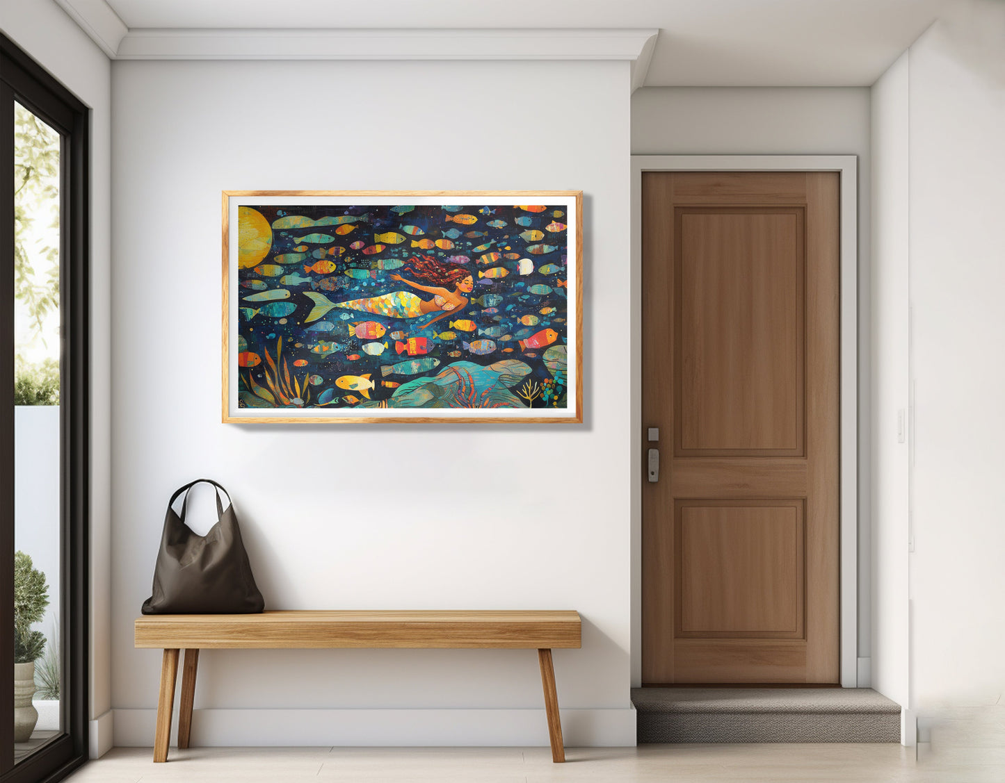 Black Mermaid Swimming with Fish African American canvas print view 77