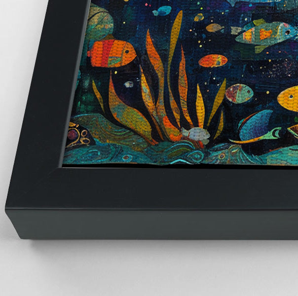 Black Mermaid Swimming with Fish African American canvas print view 28