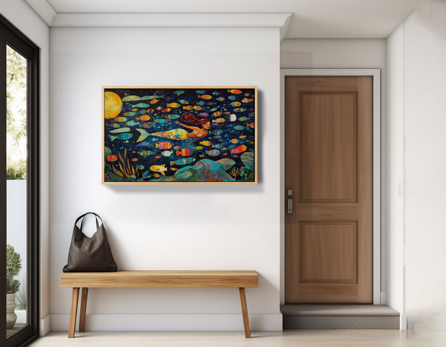 Black Mermaid Swimming with Fish African American canvas print view 53