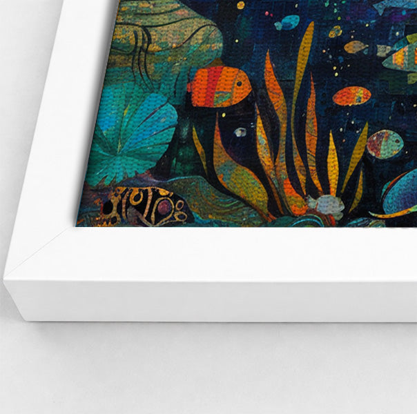 Black Mermaid Swimming with Fish African American canvas print view 64