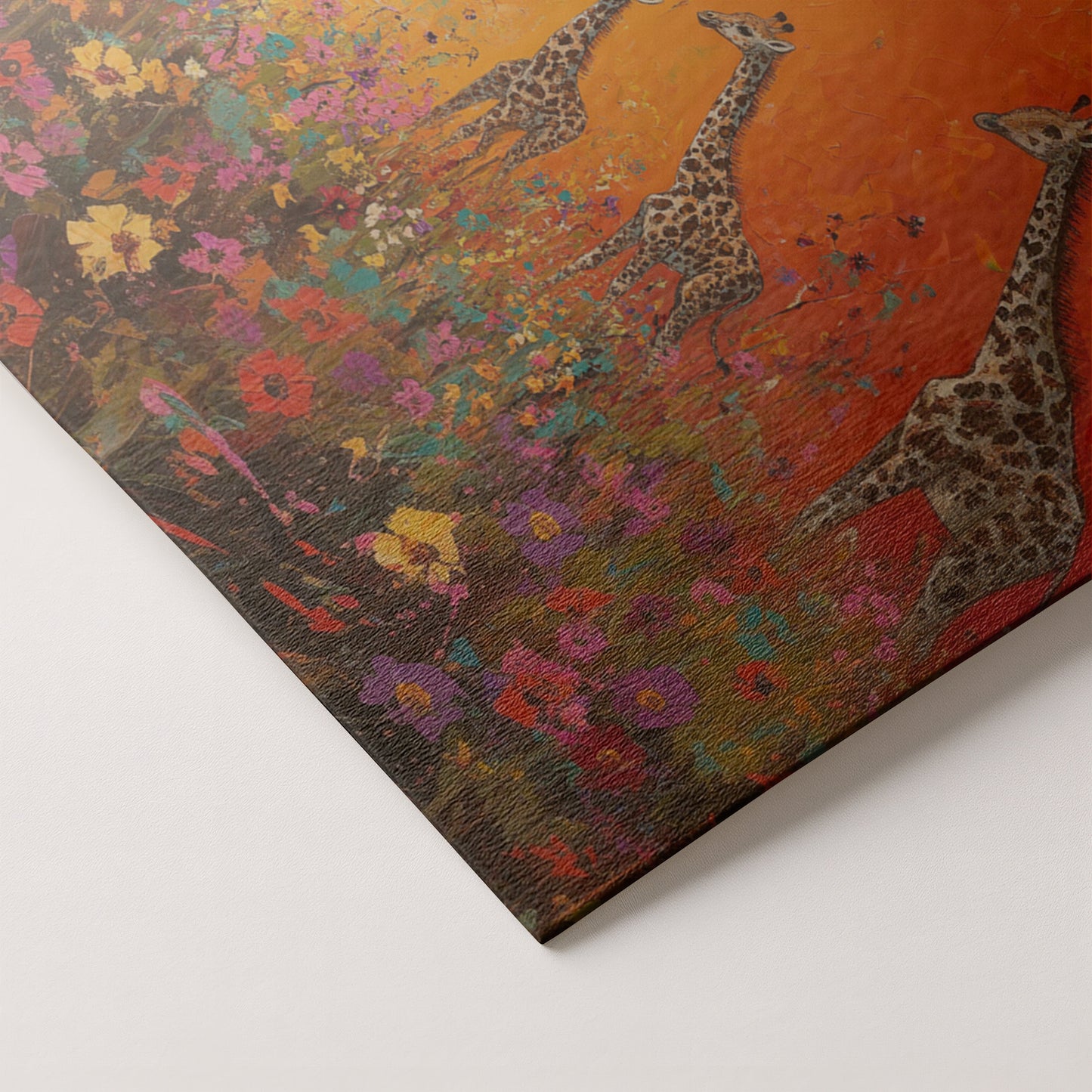 Giraffe Family Sunset African American canvas print artwork by MoomZee Artwork