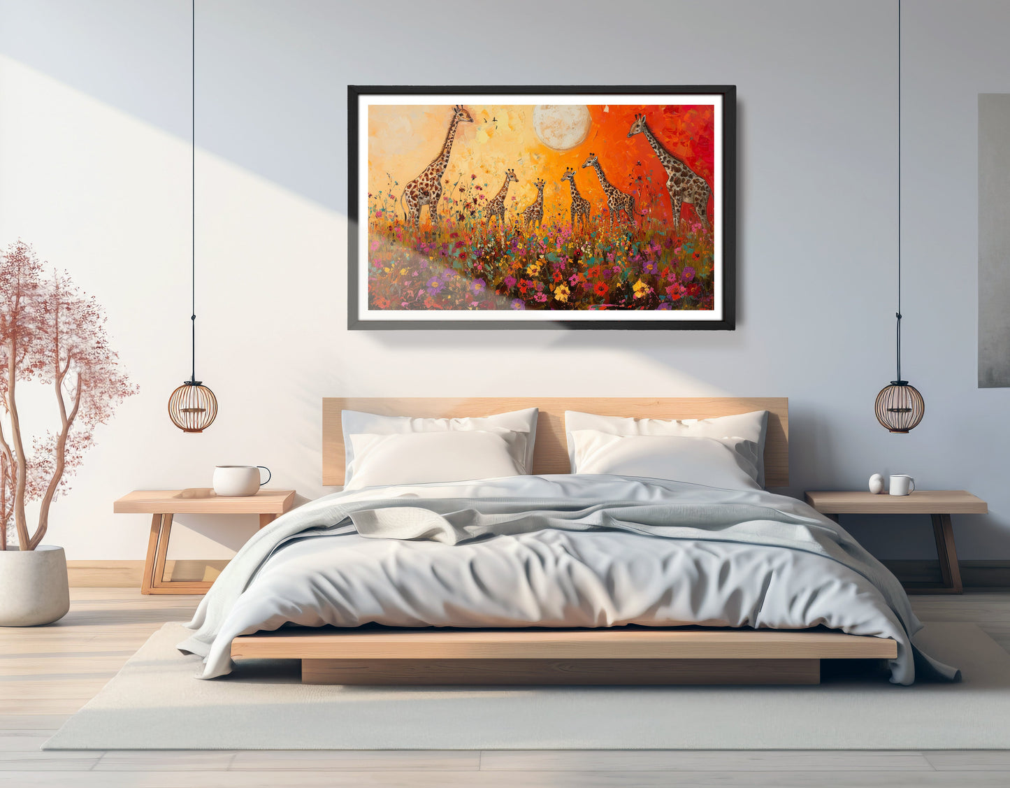 Giraffe Family Sunset African American canvas print view 69