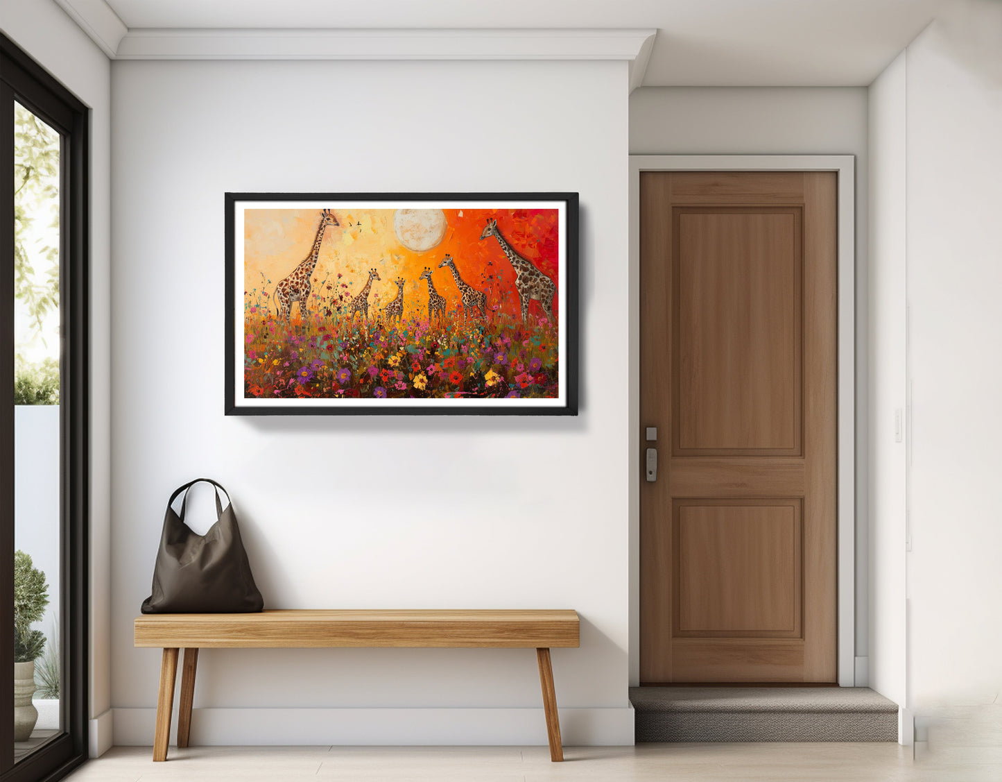 Giraffe Family Sunset African American canvas print view 71