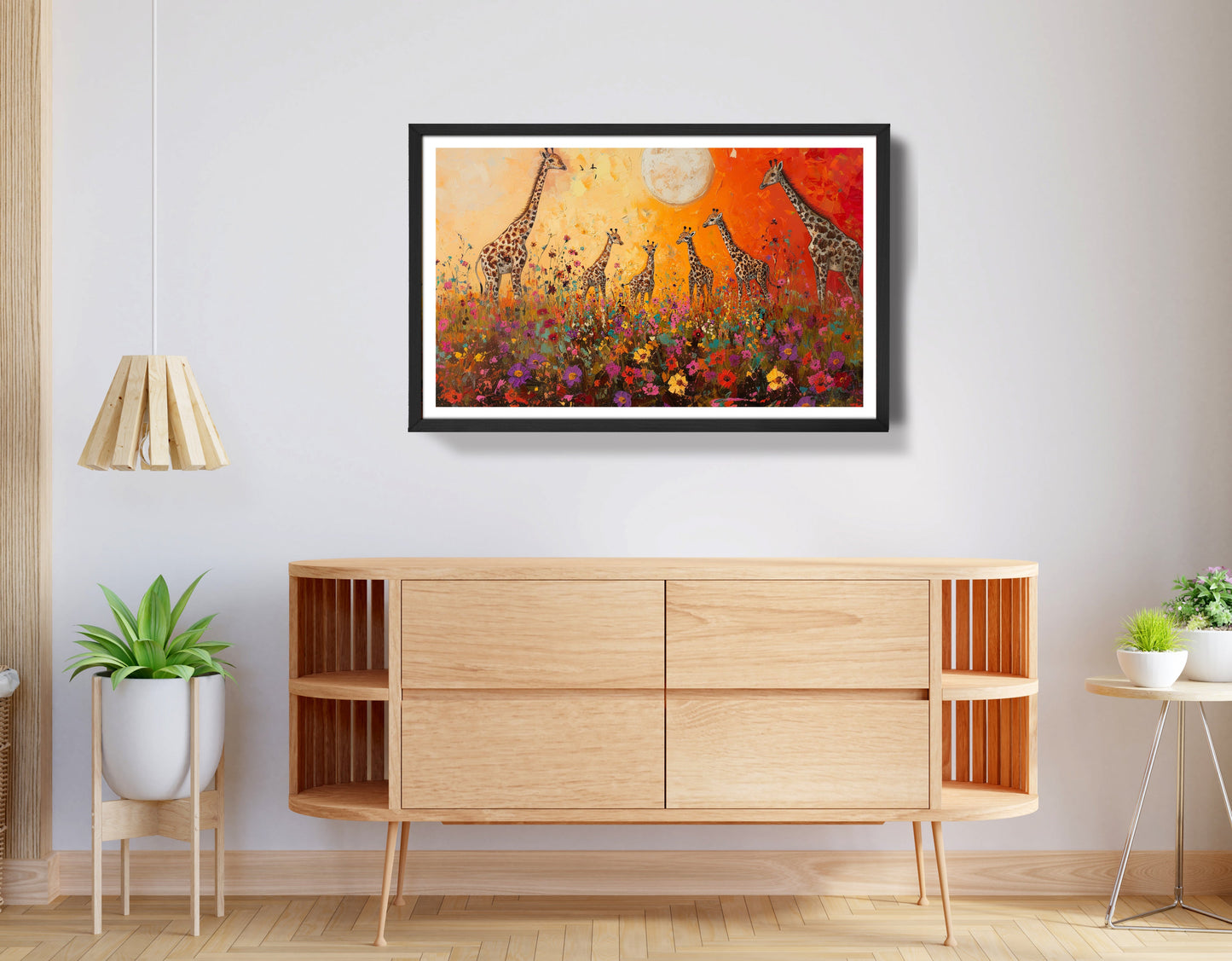 Giraffe Family Sunset African American canvas print view 68