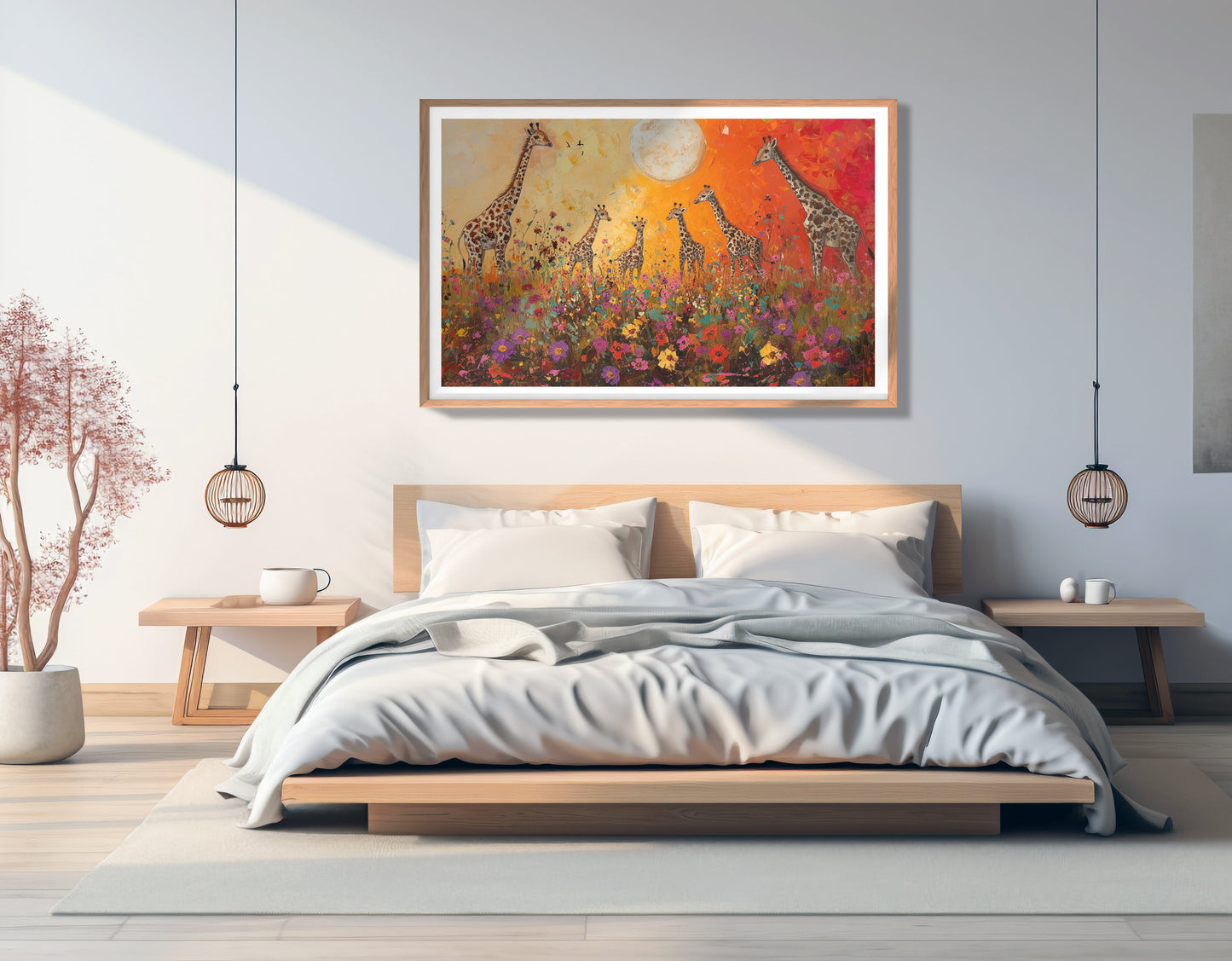 Giraffe Family Sunset African American canvas print view 81