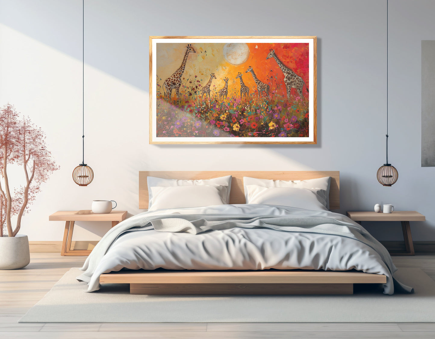 Giraffe Family Sunset African American canvas print view 75