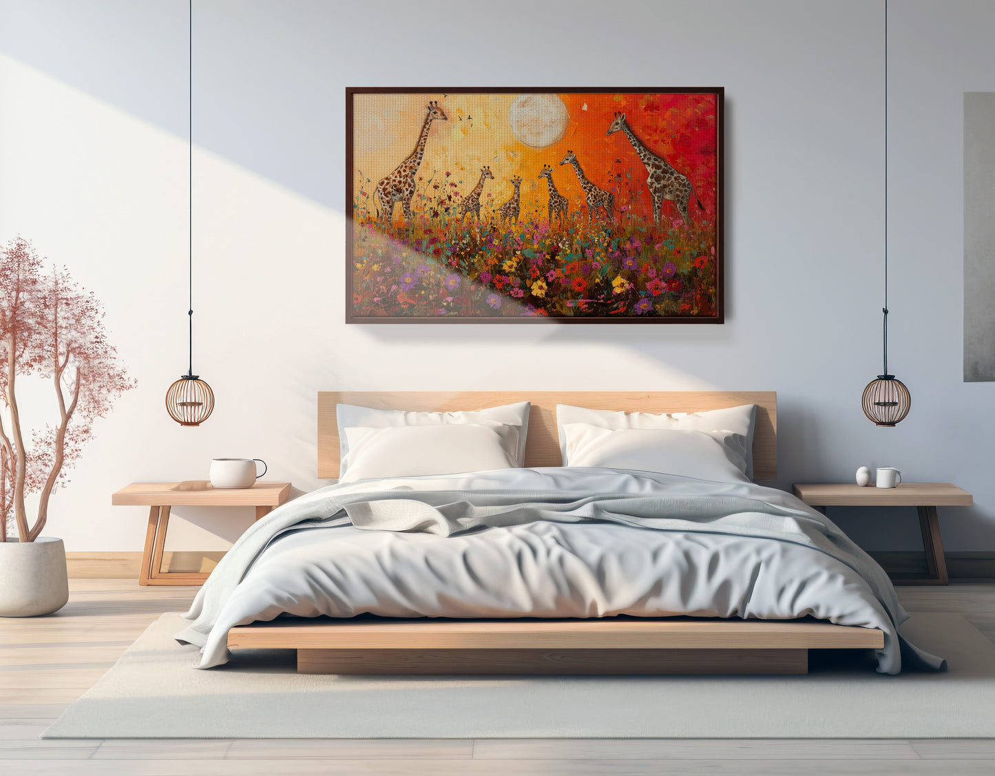 Giraffe Family Sunset African American canvas print view 33