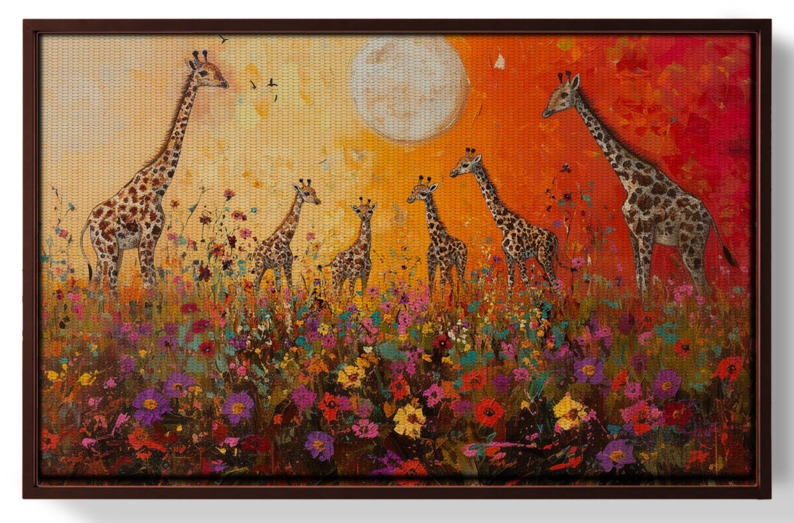 Giraffe Family Sunset African American canvas print view 31