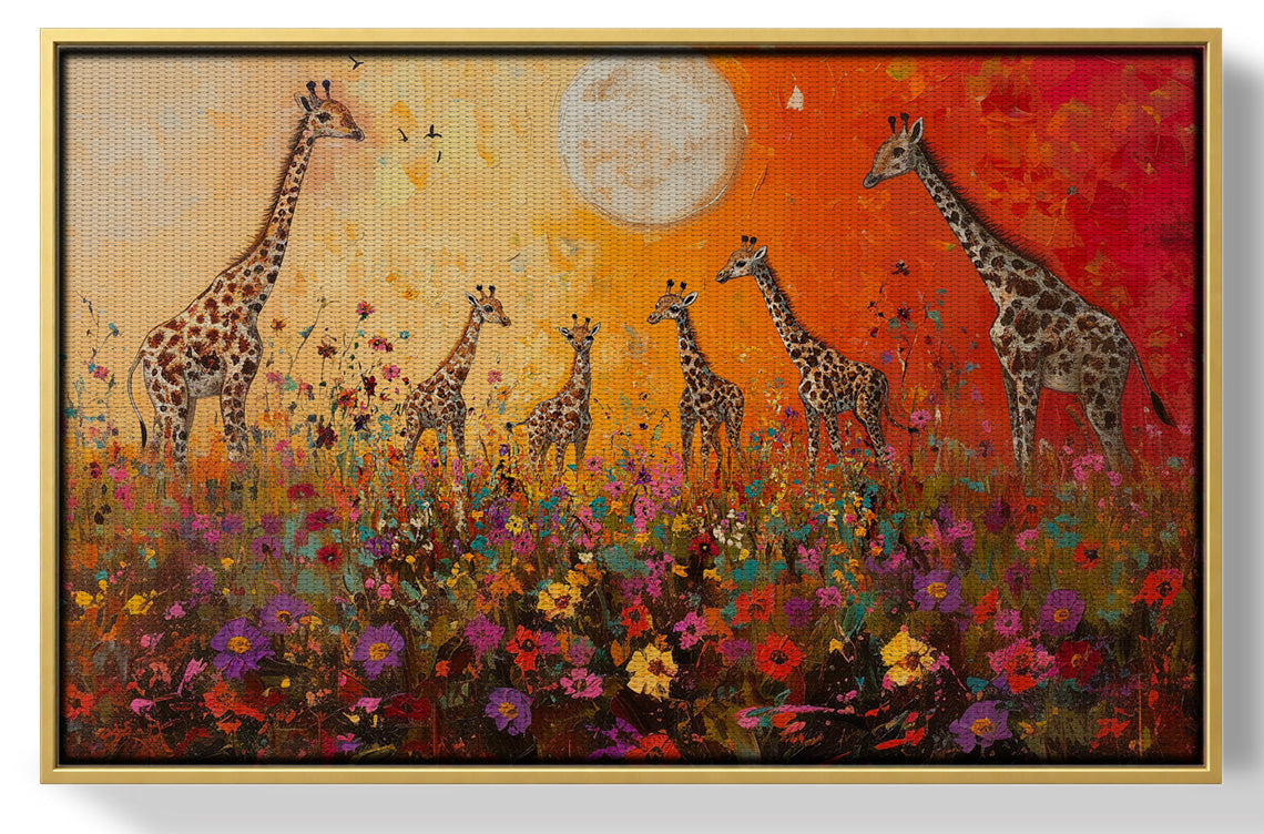 Giraffe Family Sunset African American canvas print view 37