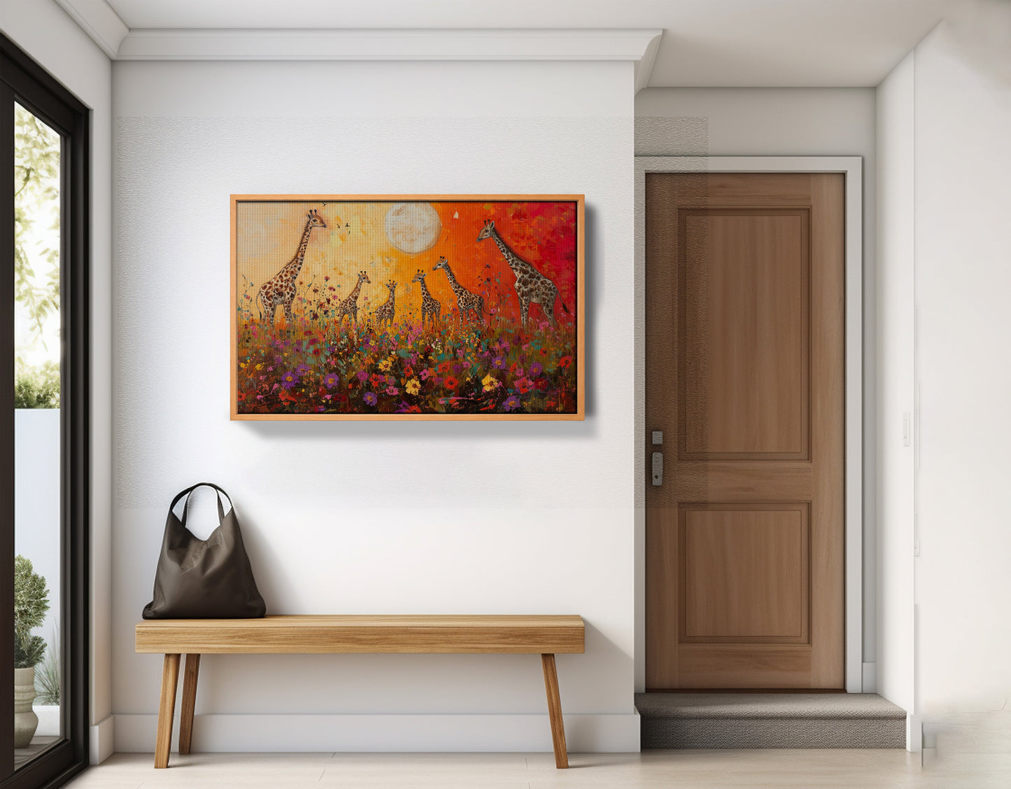 Giraffe Family Sunset African American canvas print view 47