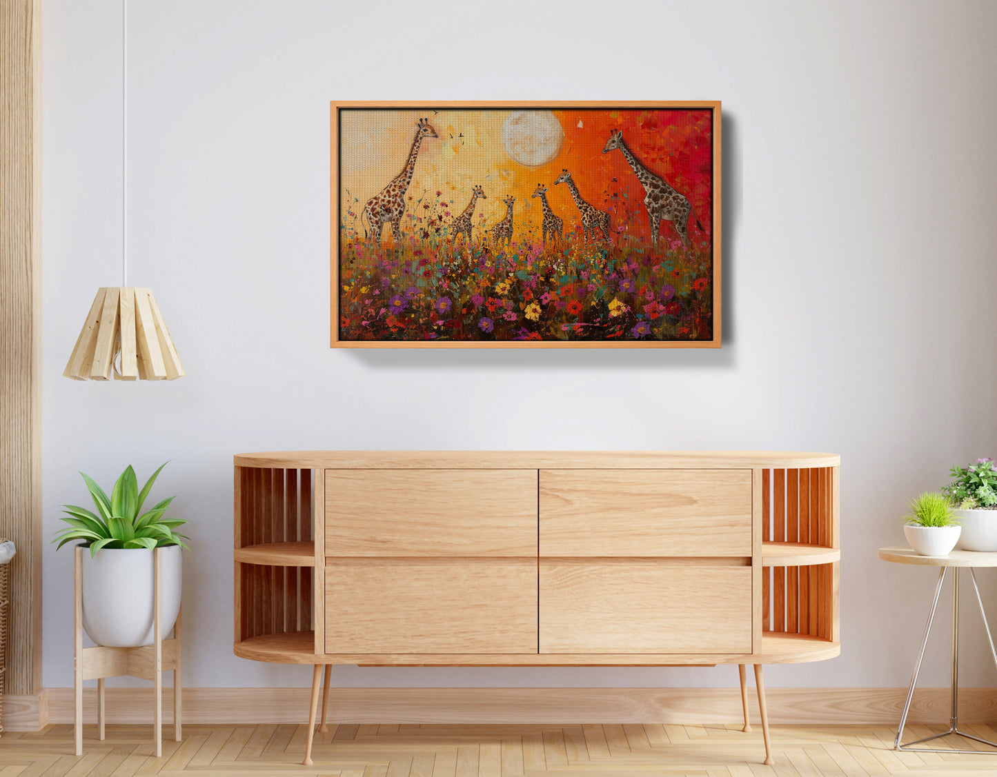 Giraffe Family Sunset African American canvas print view 44