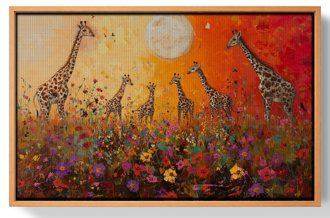 Giraffe Family Sunset African American canvas print view 43