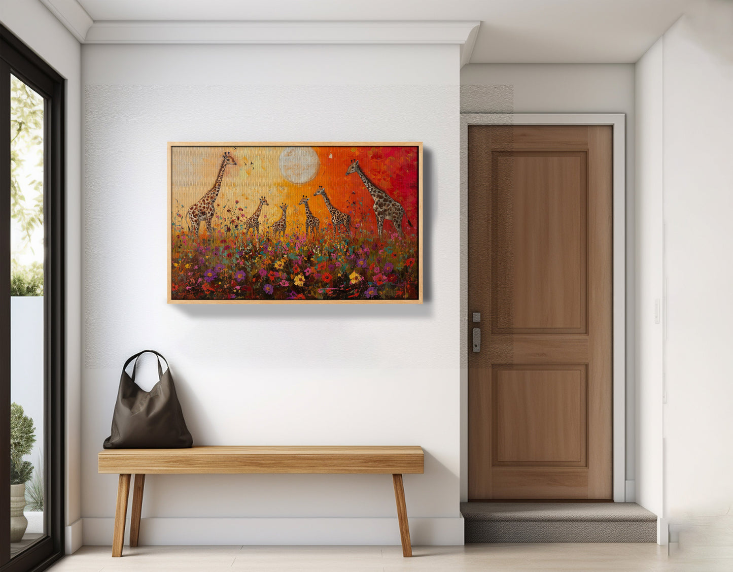 Giraffe Family Sunset African American canvas print view 53