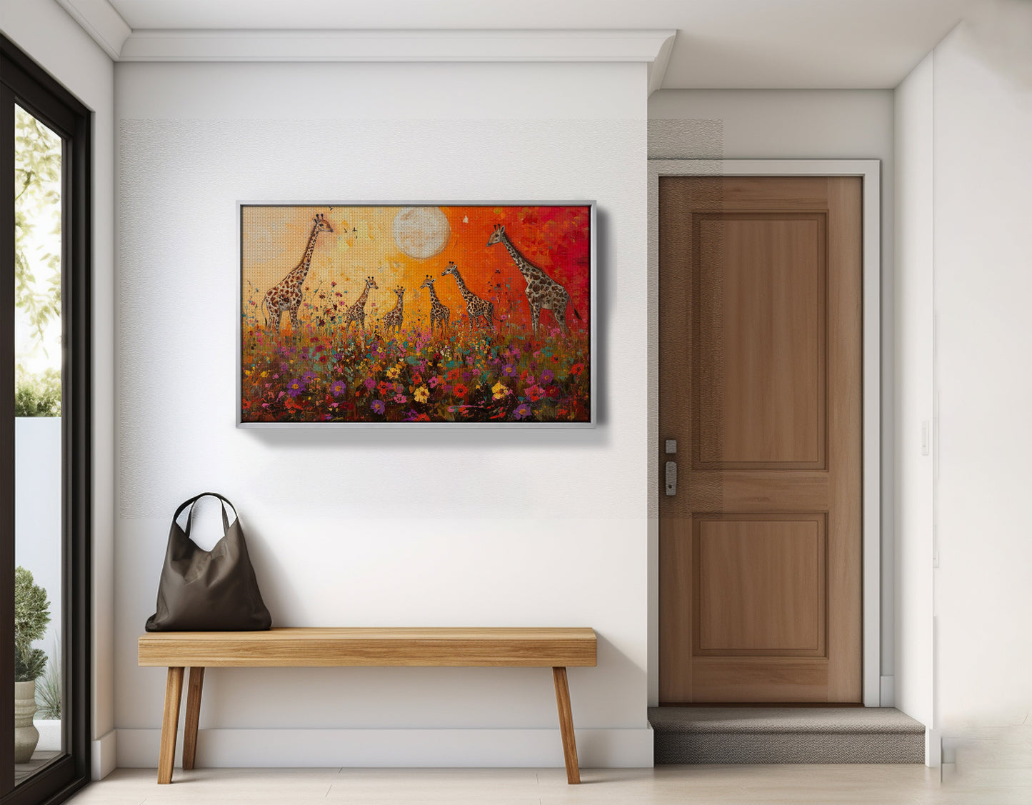 Giraffe Family Sunset African American canvas print view 59