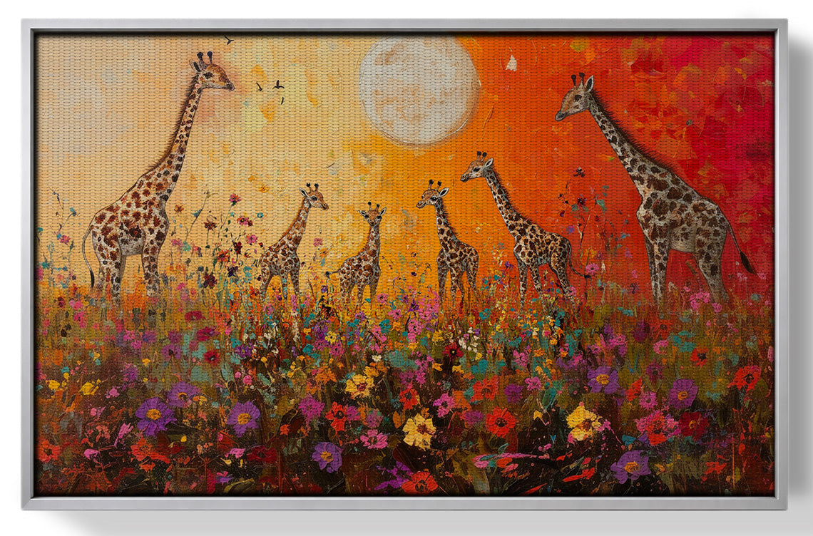 Giraffe Family Sunset African American canvas print view 55