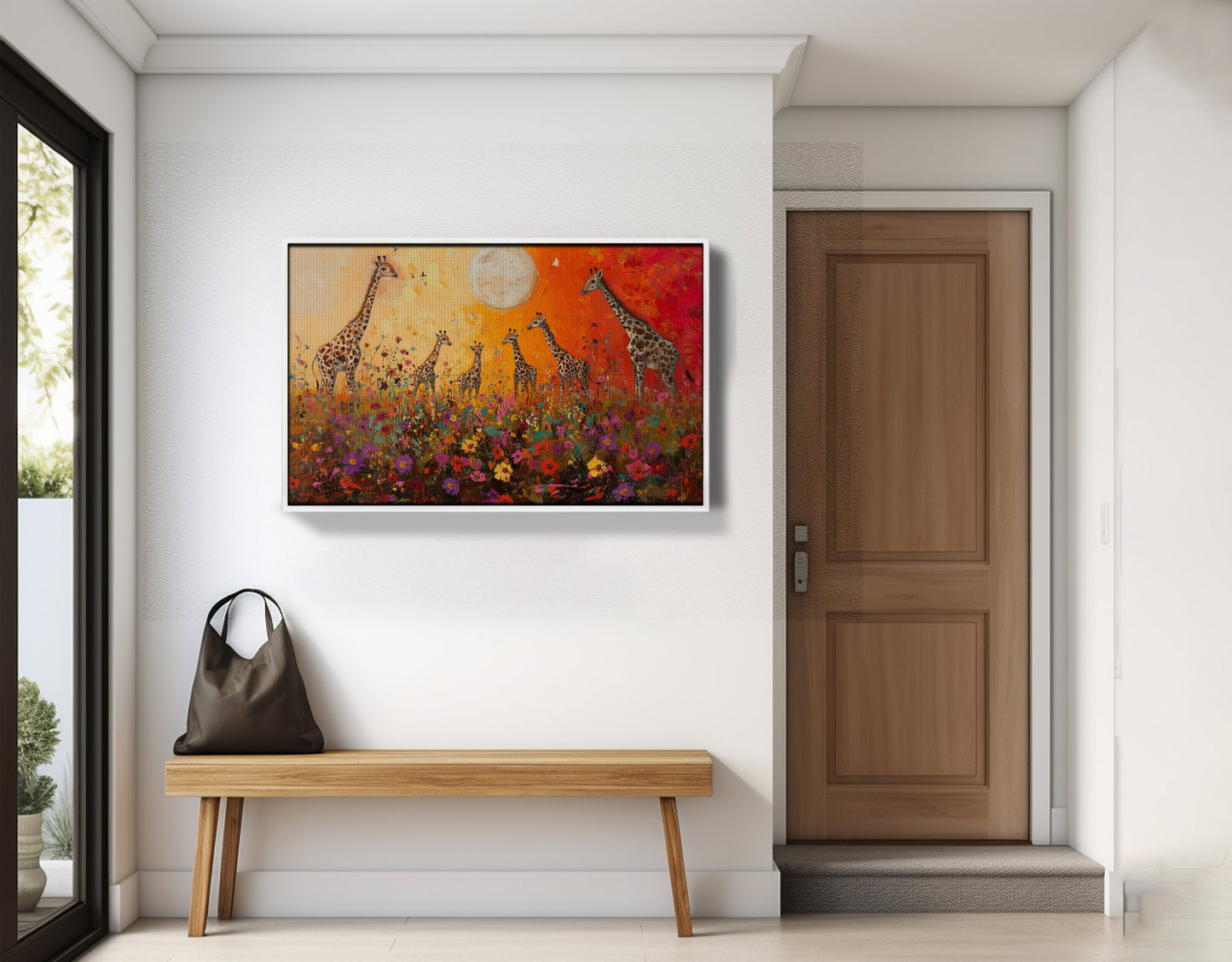 Giraffe Family Sunset African American canvas print view 65