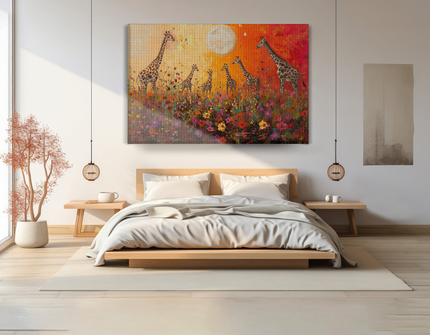 Giraffe Family Sunset African American canvas print view 15